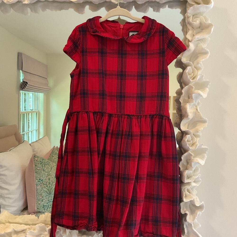 Red and Black Plaid Sundress with Peter Pan Collar
